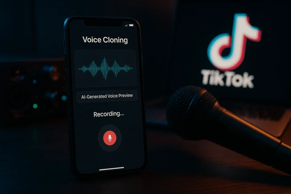 TikTok users testing AI voice cloning apps that generate realistic speech from recordings